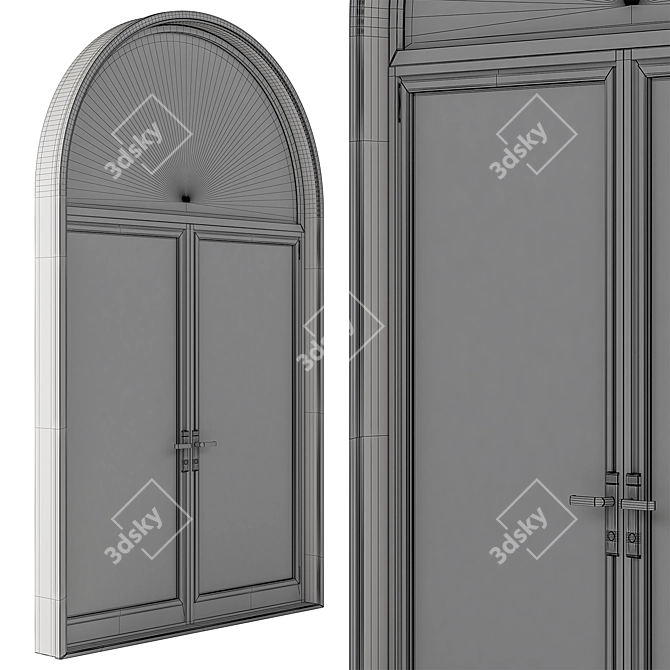 Arched Metal Glass Door Model 3D model image 5