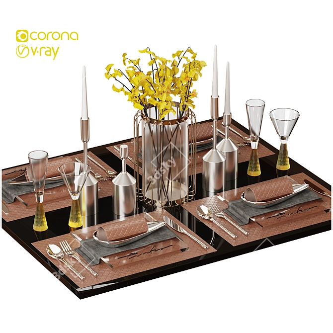 Modern Water Drop Dining Table 3D model image 1