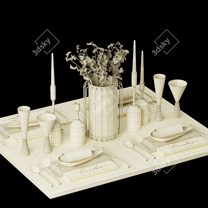 Modern Water Drop Dining Table 3D model image 4