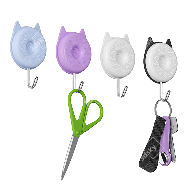 Whimsical Cat Keyholder Organizer 3D model image 1