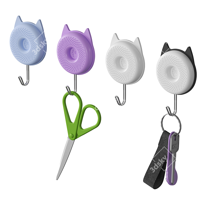 Whimsical Cat Keyholder Organizer 3D model image 2