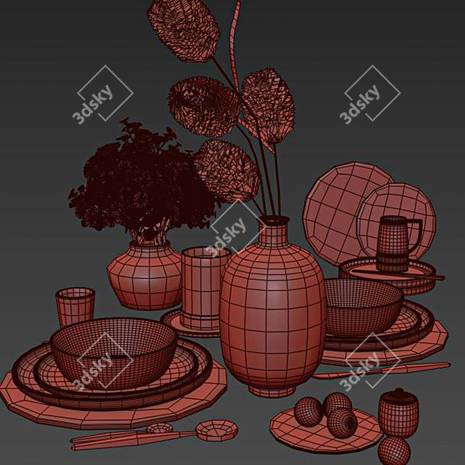 Elegant Tableware Set Rendered 3D model image 5