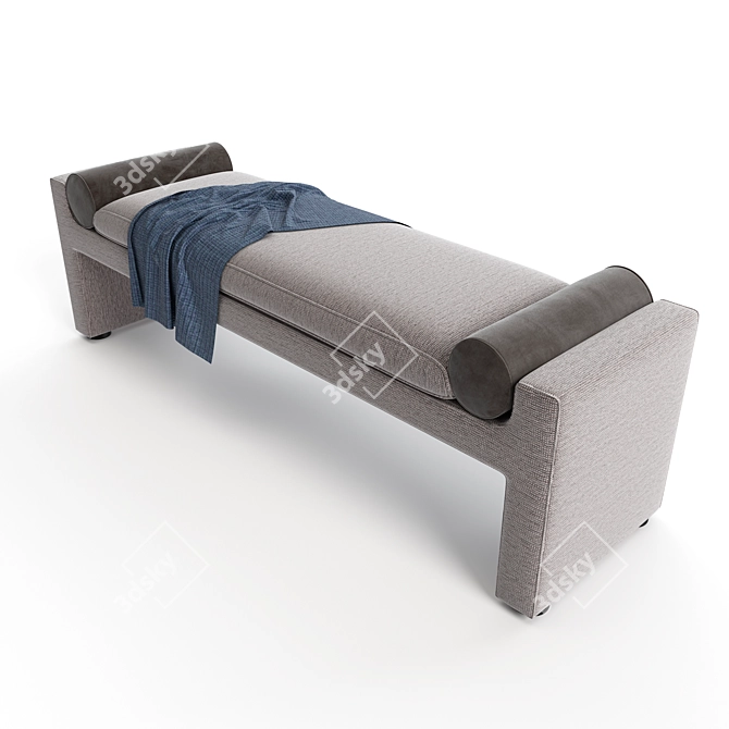 Modern Fabric and Plastic Bench 3D model image 2