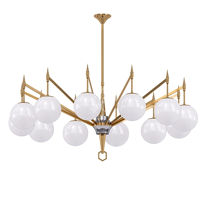 Elegant 12 Arm Brass Chandelier 3D model image 1