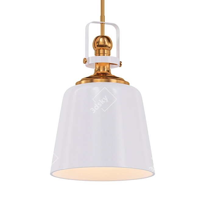 Modern Rowher Pendant Light White/Antique Brass 3D model image 1