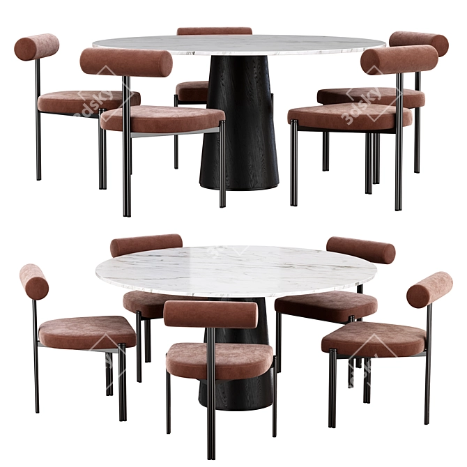 Modern Designer Dining Chair Set 3D model image 1