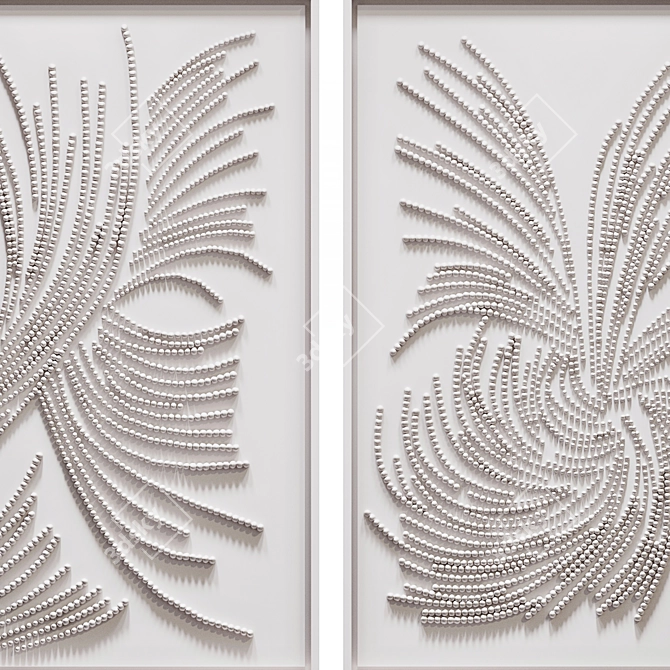 Illuminated White Diptych Art 3D model image 4