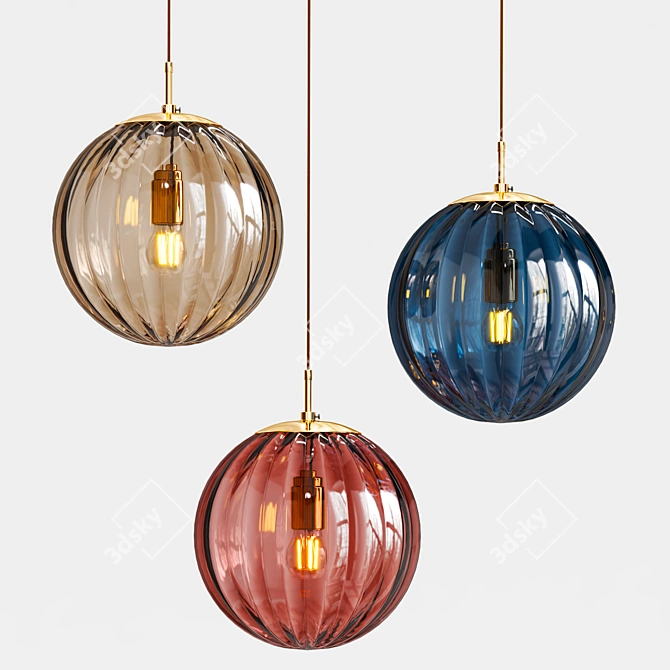 Handcrafted Glass Pendant Lighting 3D model image 2