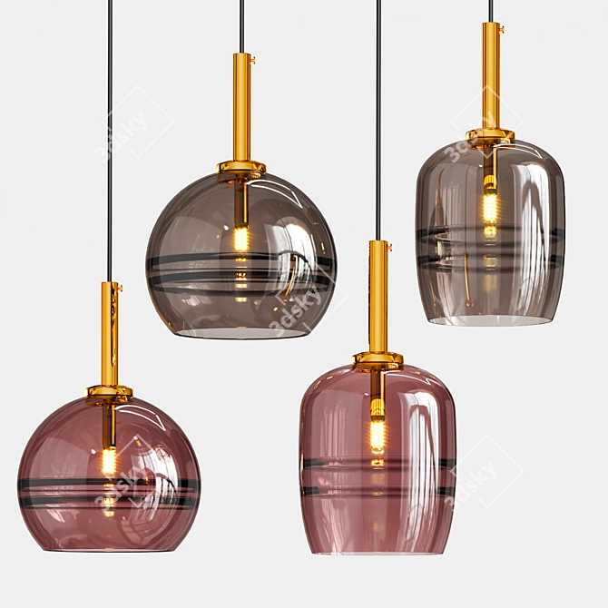 Handcrafted Glass Pendant Lighting 3D model image 4