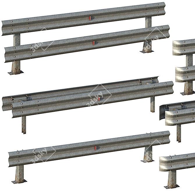 Road Bumper Set 6 Variants 3D model image 2