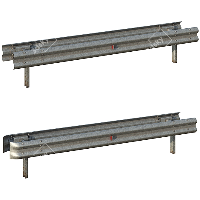 Road Bumper Set 6 Variants 3D model image 4