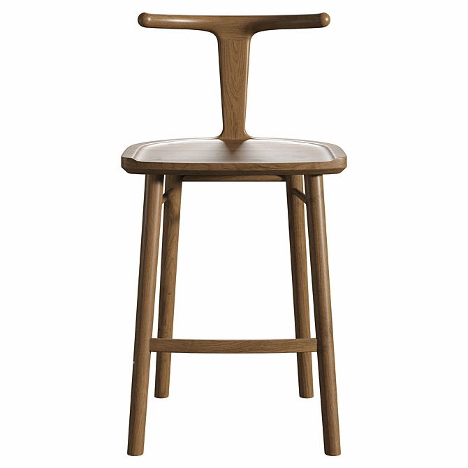 Curved Wood Oxbend Barstool 3D model image 2