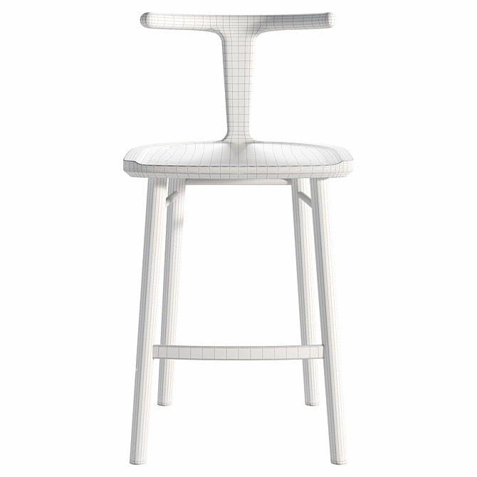 Curved Wood Oxbend Barstool 3D model image 5