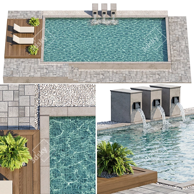 Title: Luxury Swimming Pool Model 3D model image 1