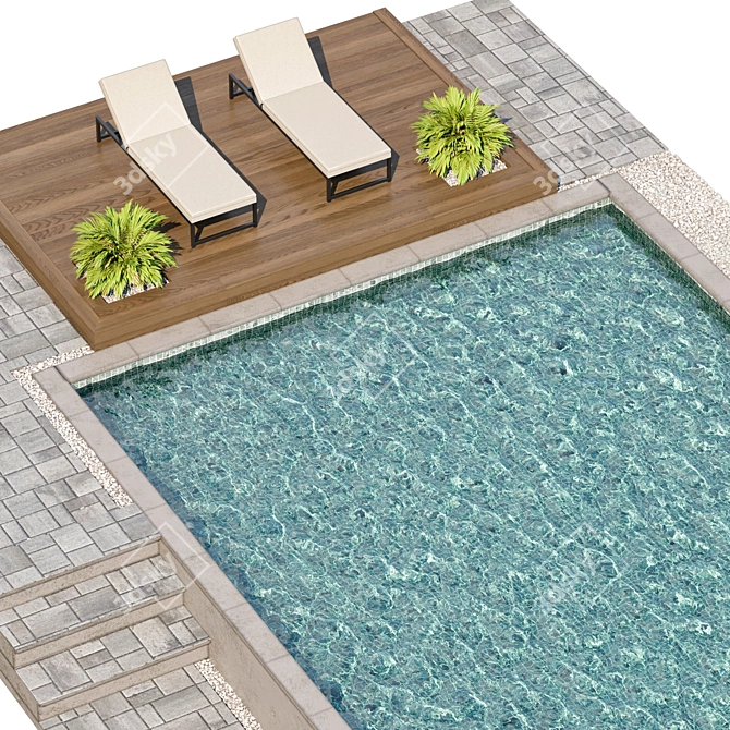 Title: Luxury Swimming Pool Model 3D model image 2