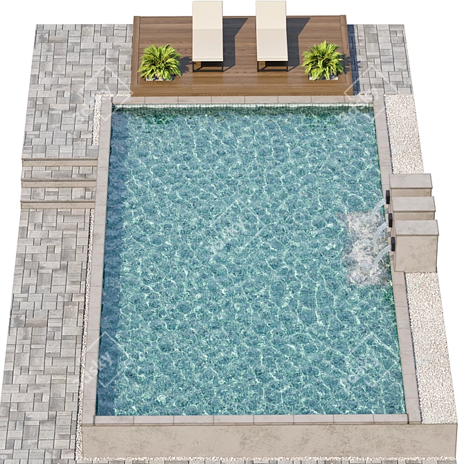 Title: Luxury Swimming Pool Model 3D model image 4