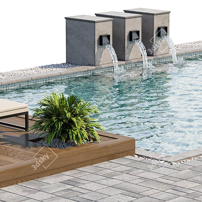 Title: Luxury Swimming Pool Model 3D model image 6