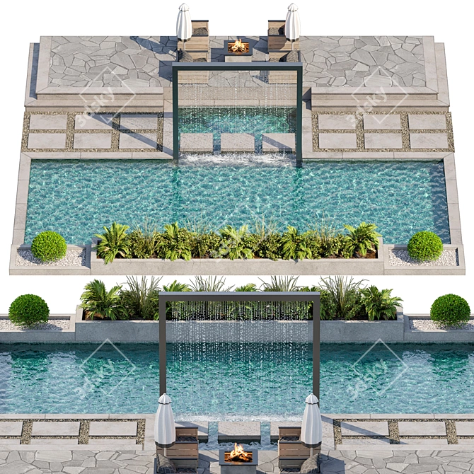 Premium Pool 3D Model 3D model image 1