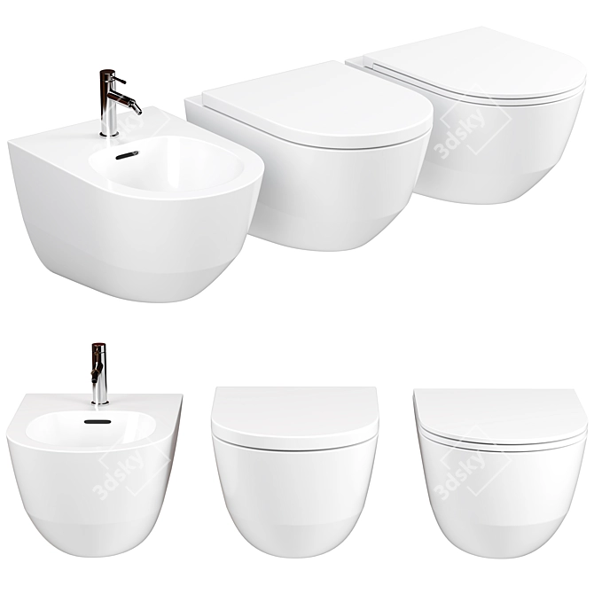 Laufen Pro Rimless Wall-Mounted Toilet 3D model image 1