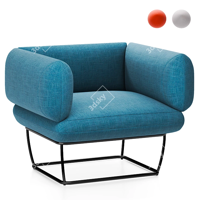 Modern Metal and Fabric Armchair 3D model image 1