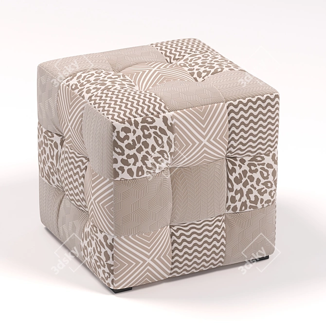 Patchwork Pouf Ottoman Stool 3D model image 1