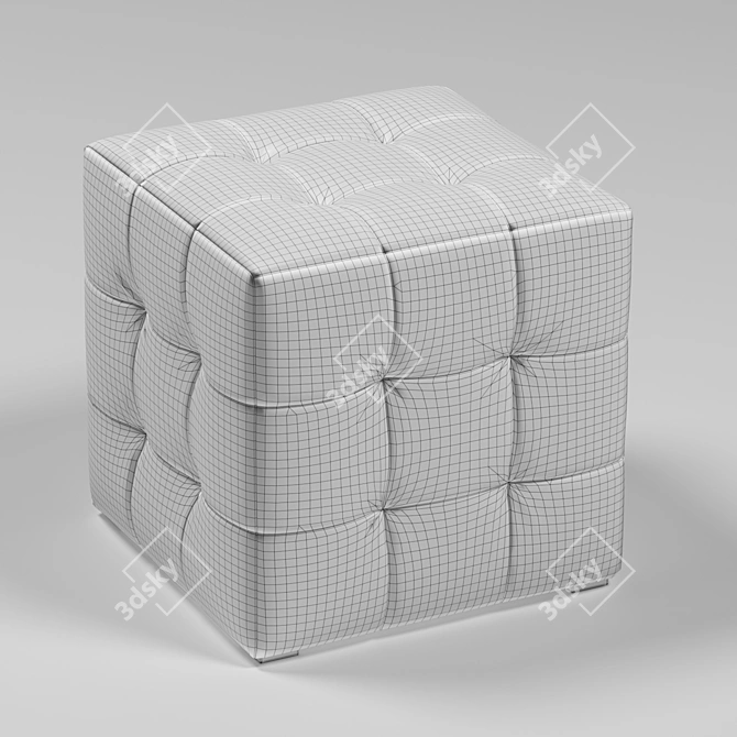 Patchwork Pouf Ottoman Stool 3D model image 2