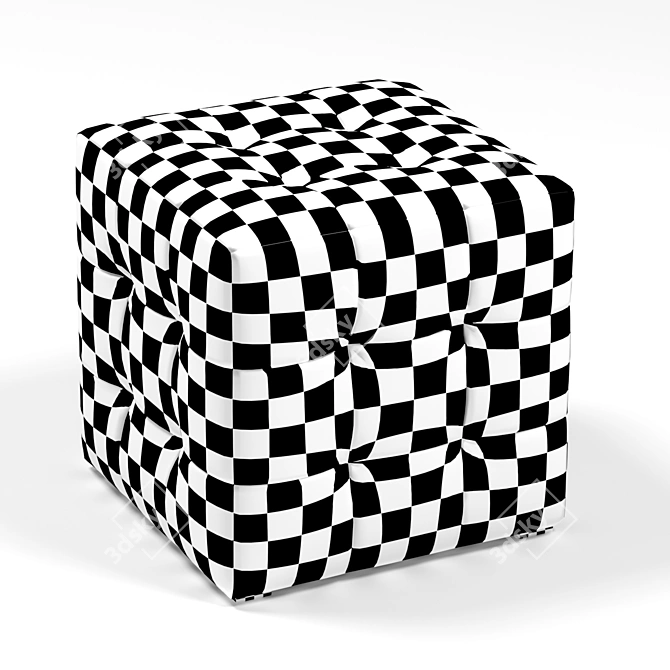 Patchwork Pouf Ottoman Stool 3D model image 3