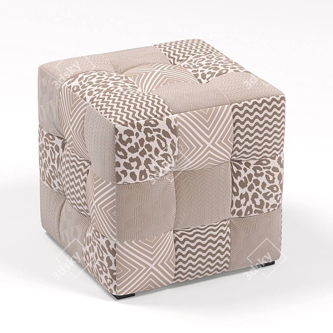 Patchwork Pouf Ottoman Stool 3D model image 4