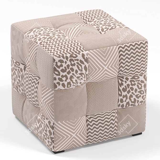 Patchwork Pouf Ottoman Stool 3D model image 5