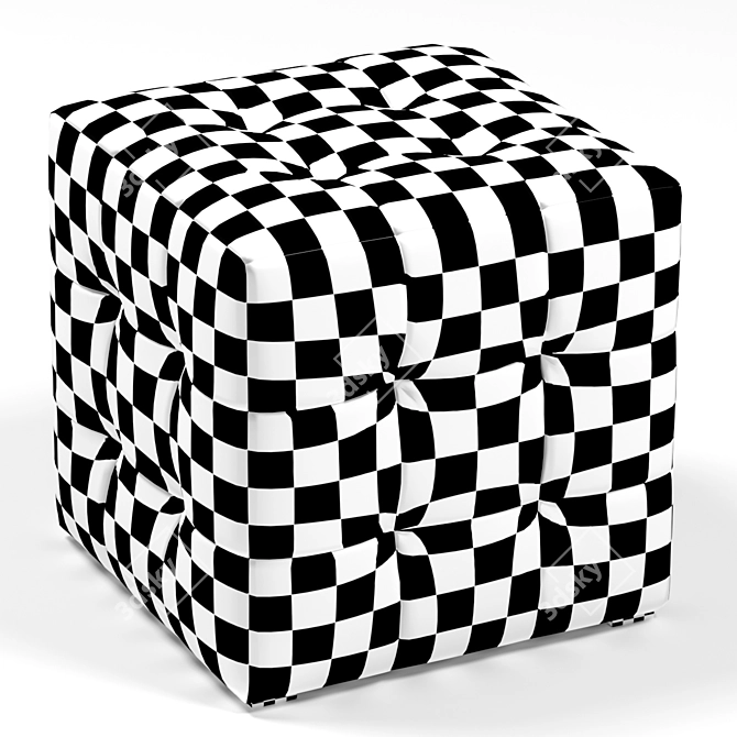 Patchwork Pouf Ottoman Stool 3D model image 7