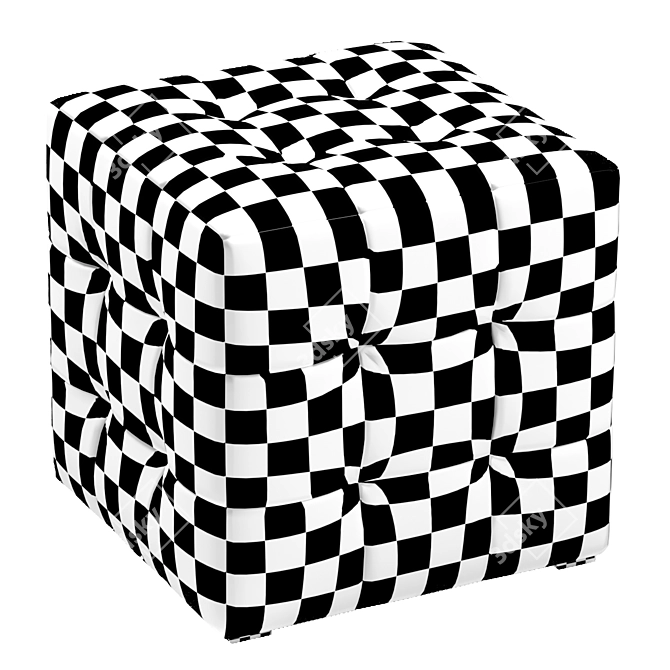 Patchwork Pouf Ottoman Stool 3D model image 9