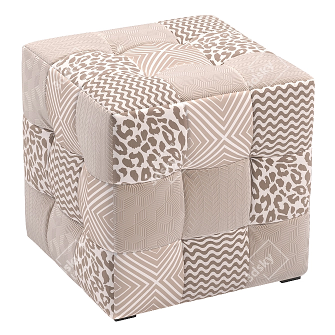 Patchwork Pouf Ottoman Stool 3D model image 10