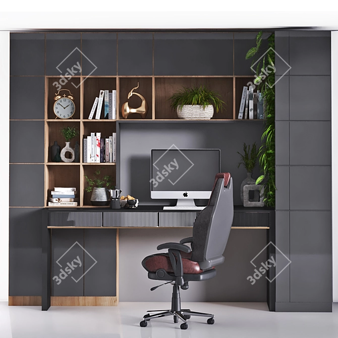 Elegant Home Office Desk Set 3D model image 3