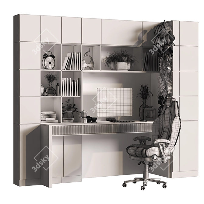 Elegant Home Office Desk Set 3D model image 7