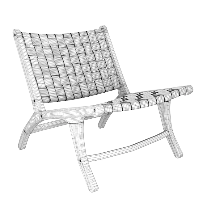 Leather & Teak Lounge Chair 3D model image 6