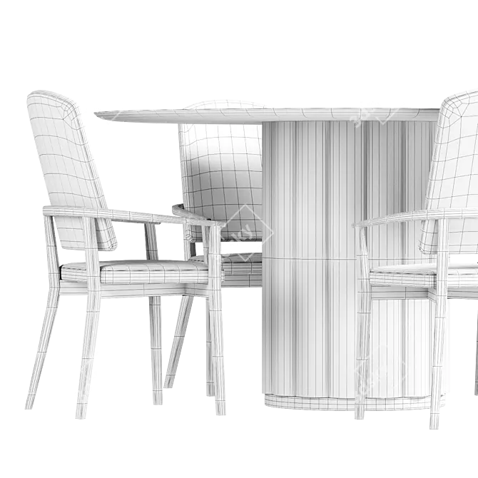 Chelsea Model Dining Set by Very Wood 3D model image 4