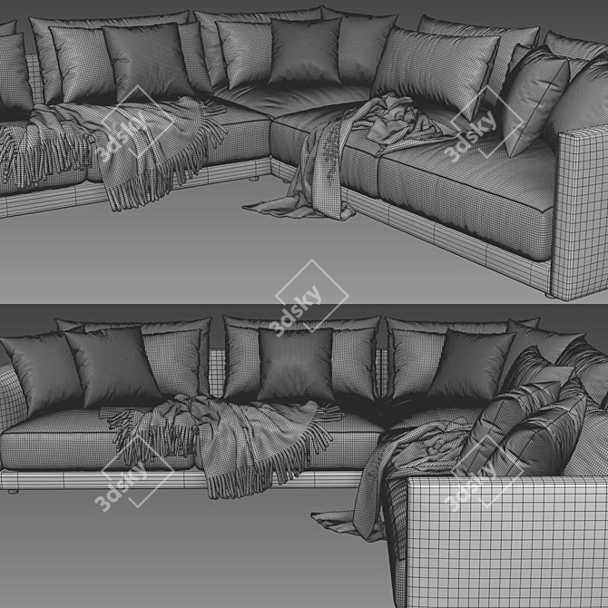 Modern Poliform Bristol L-Shaped Sofa 3D model image 4