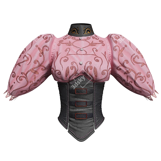 Leather Corset with Blouse 3D model image 1