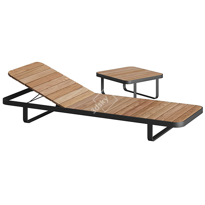 Zen Teak Sun Lounger Set 3D model image 1