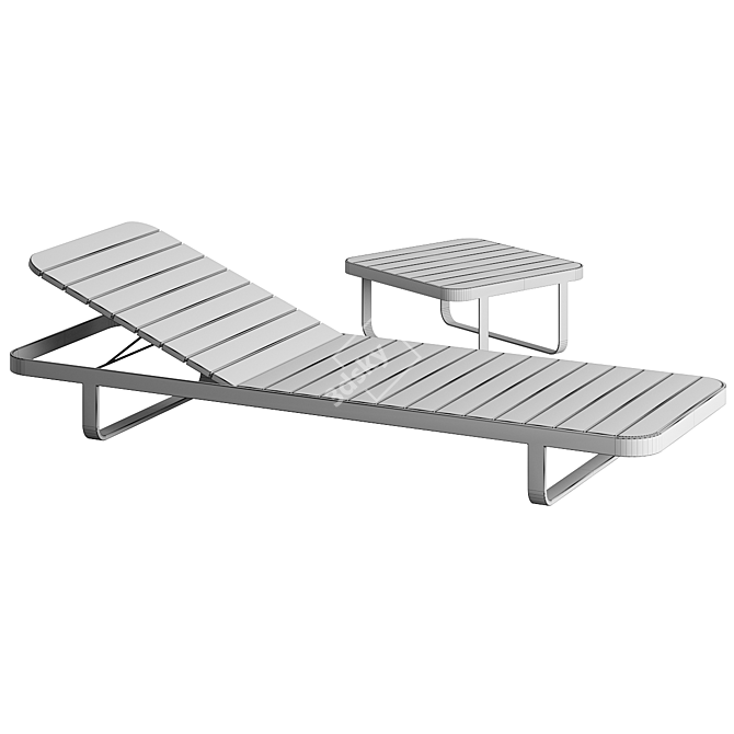 Zen Teak Sun Lounger Set 3D model image 2