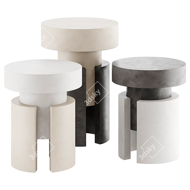 Minimalist Round Side Tables 3D model image 1