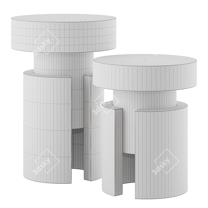 Minimalist Round Side Tables 3D model image 3