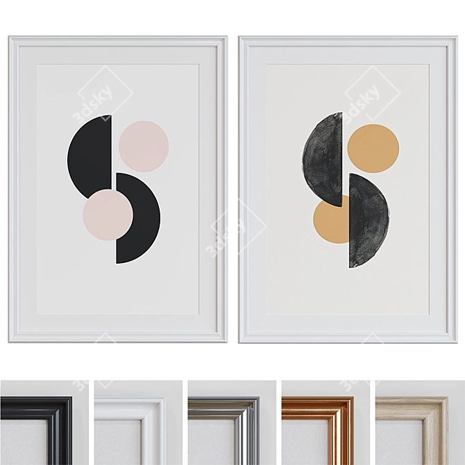 Classic Style Abstract Picture Frame Set 3D model image 1