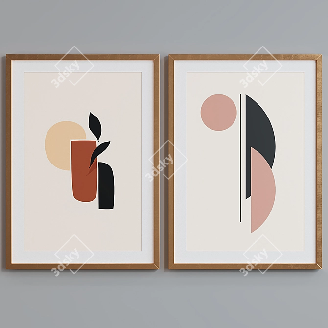 Modern Boho Frame Set with Abstract Designs 3D model image 7