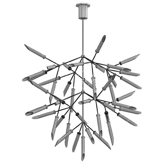 Elegant Spur Grande Chandelier LED 3D model image 2