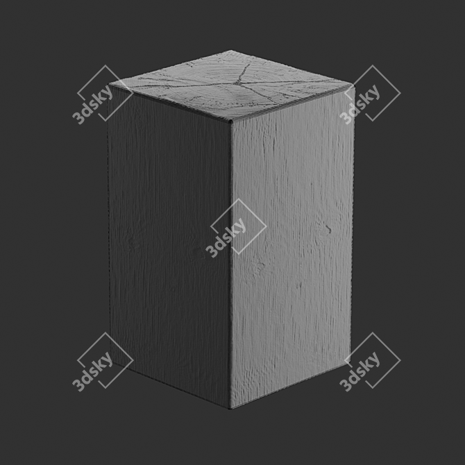 Displacement Burntwood Stool 3D model image 3