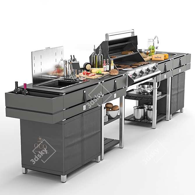 Modular BBQ Set with Accessories 3D model image 4