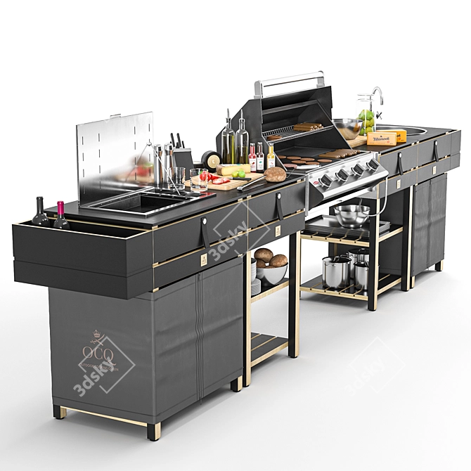 Modular BBQ Set with Accessories 3D model image 6