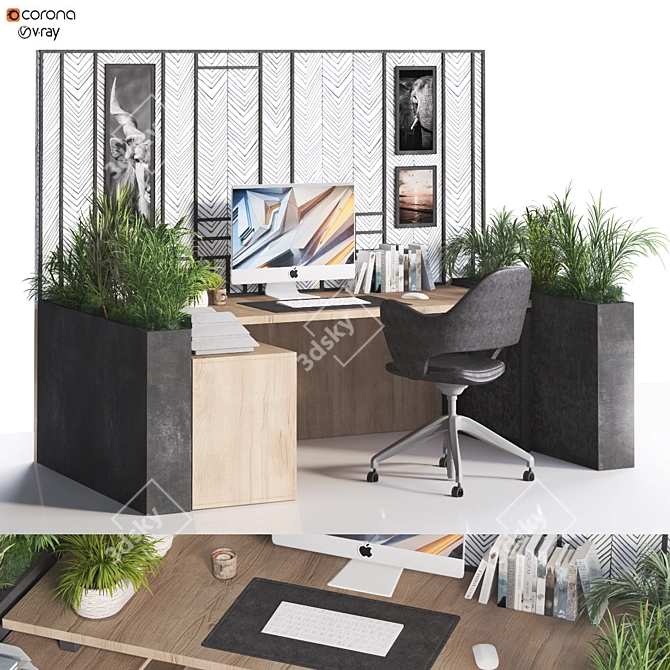 Modern Versatile Home Office Desk 3D model image 1