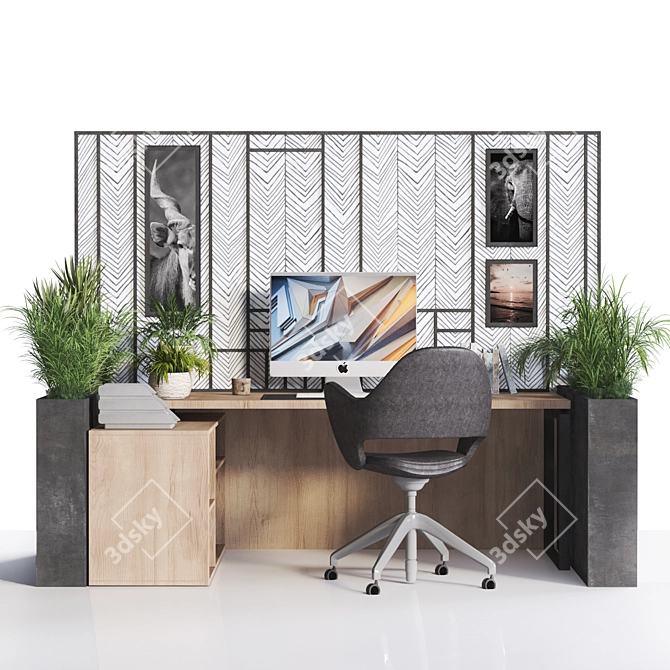 Modern Versatile Home Office Desk 3D model image 3